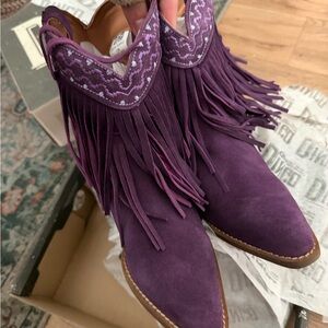 Dingo Purple Fringe Ankle Boots
